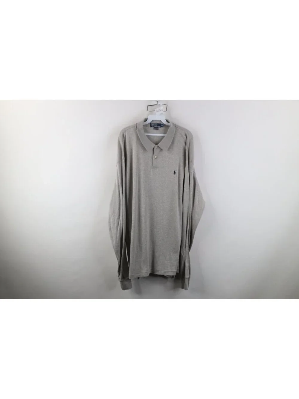 Vtg 90s Ralph Lauren Mens 2XL Soft Cotton Touch Long Sleeve Golf Polo Gray USA